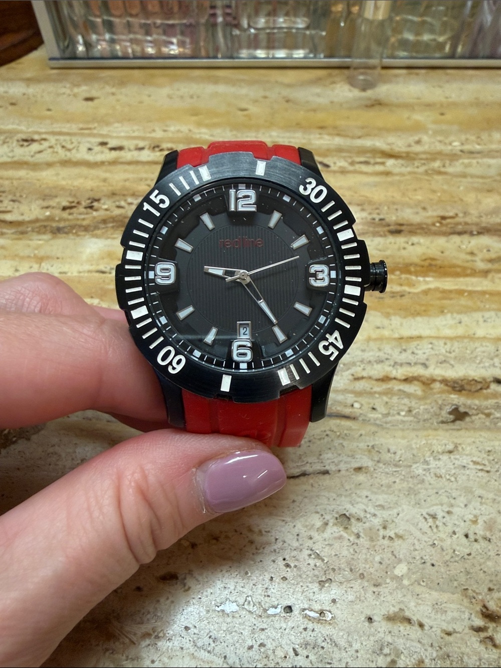 Redline Red and Black Silicone Strap Watch